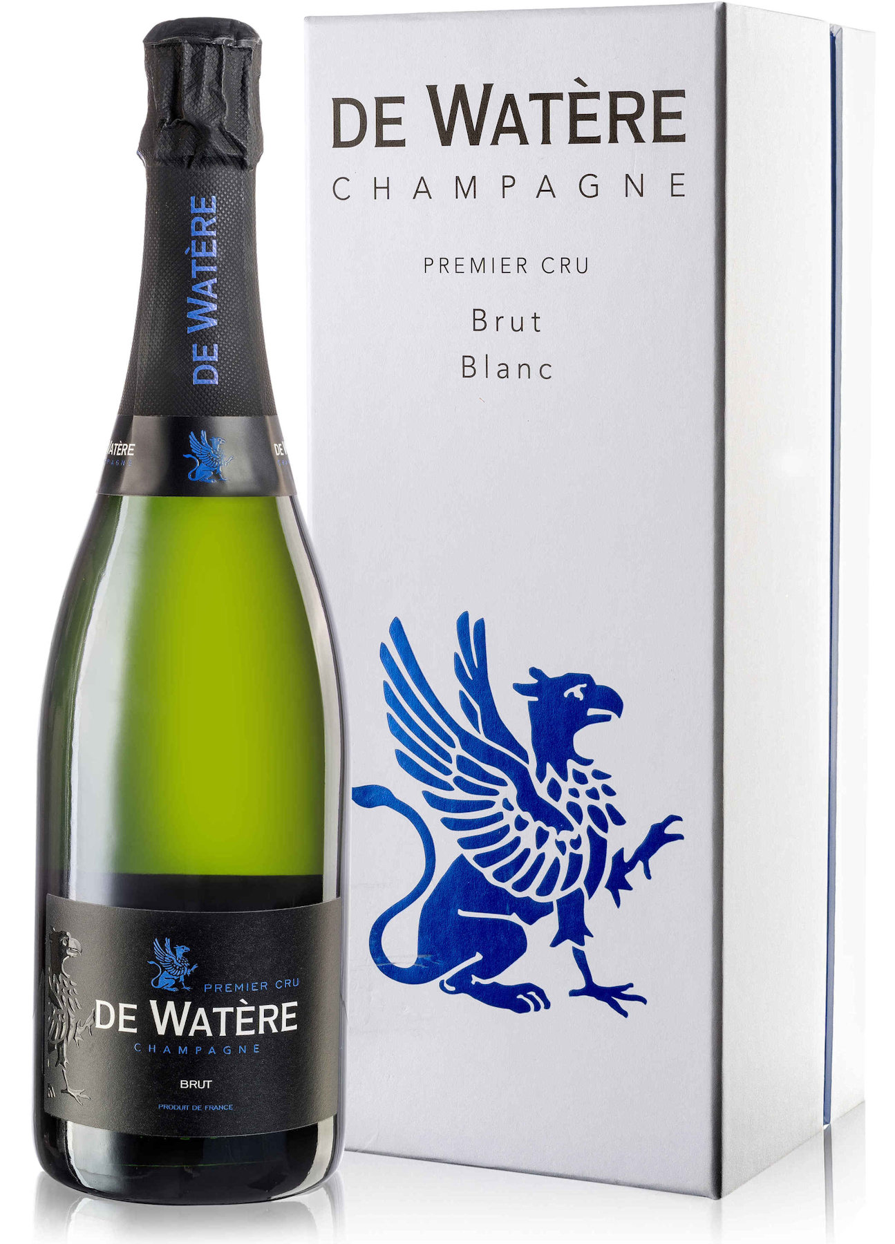 DeWatere_Premier_Cru_Champagne_75cl_Brut_Blanc_with_Box De Watère Prestige Brut Blanc - Champagner in Geschenkpackung
