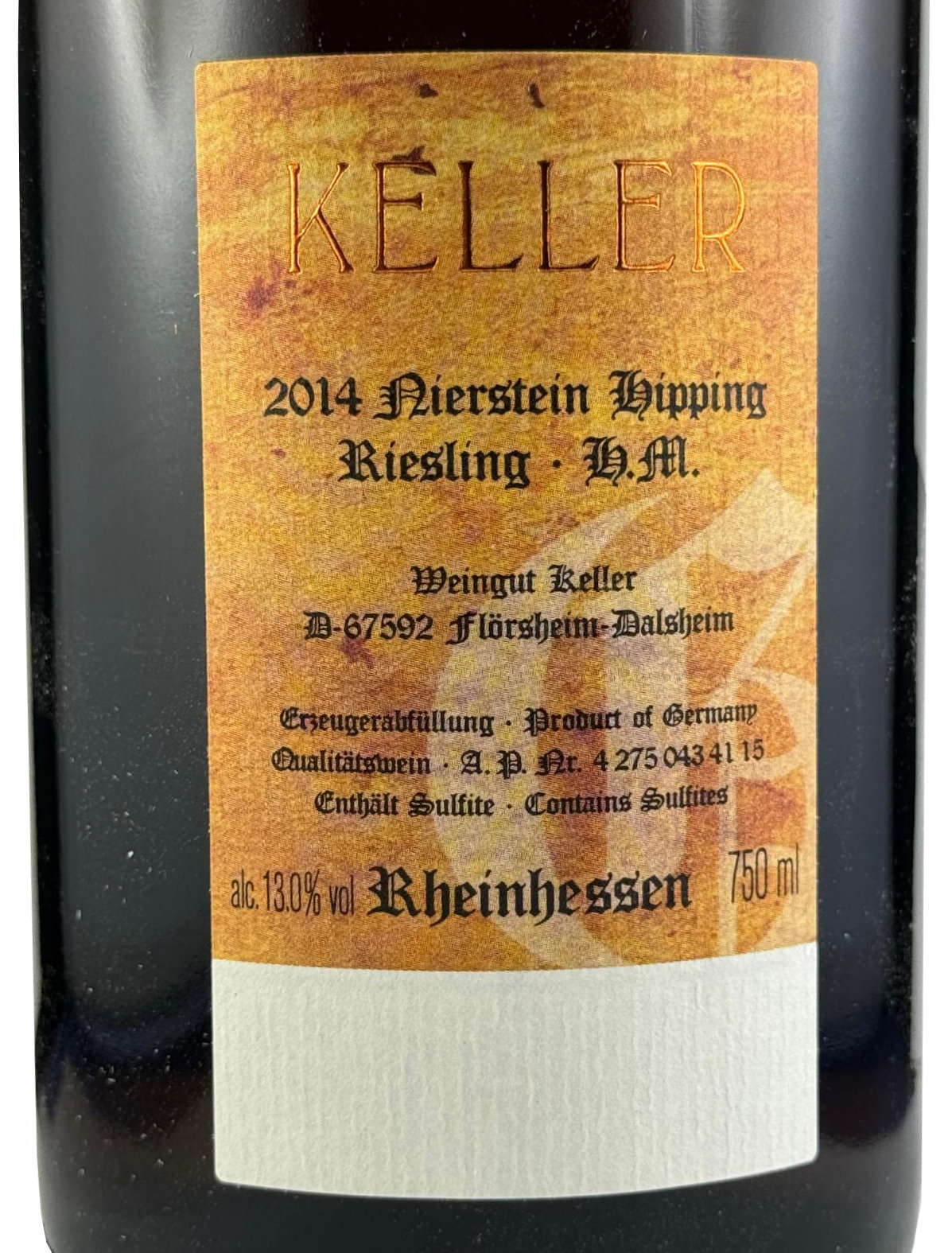 Keller-2014-Nierstein-Hipping-Riesling-label