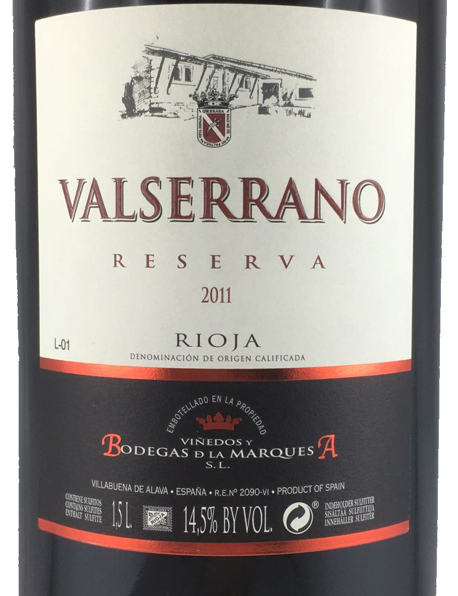 Valserrano-Reserva-2011-Magnum-label 3l Valserrano Reserva 2016 Doppelmagnum (Rotwein)