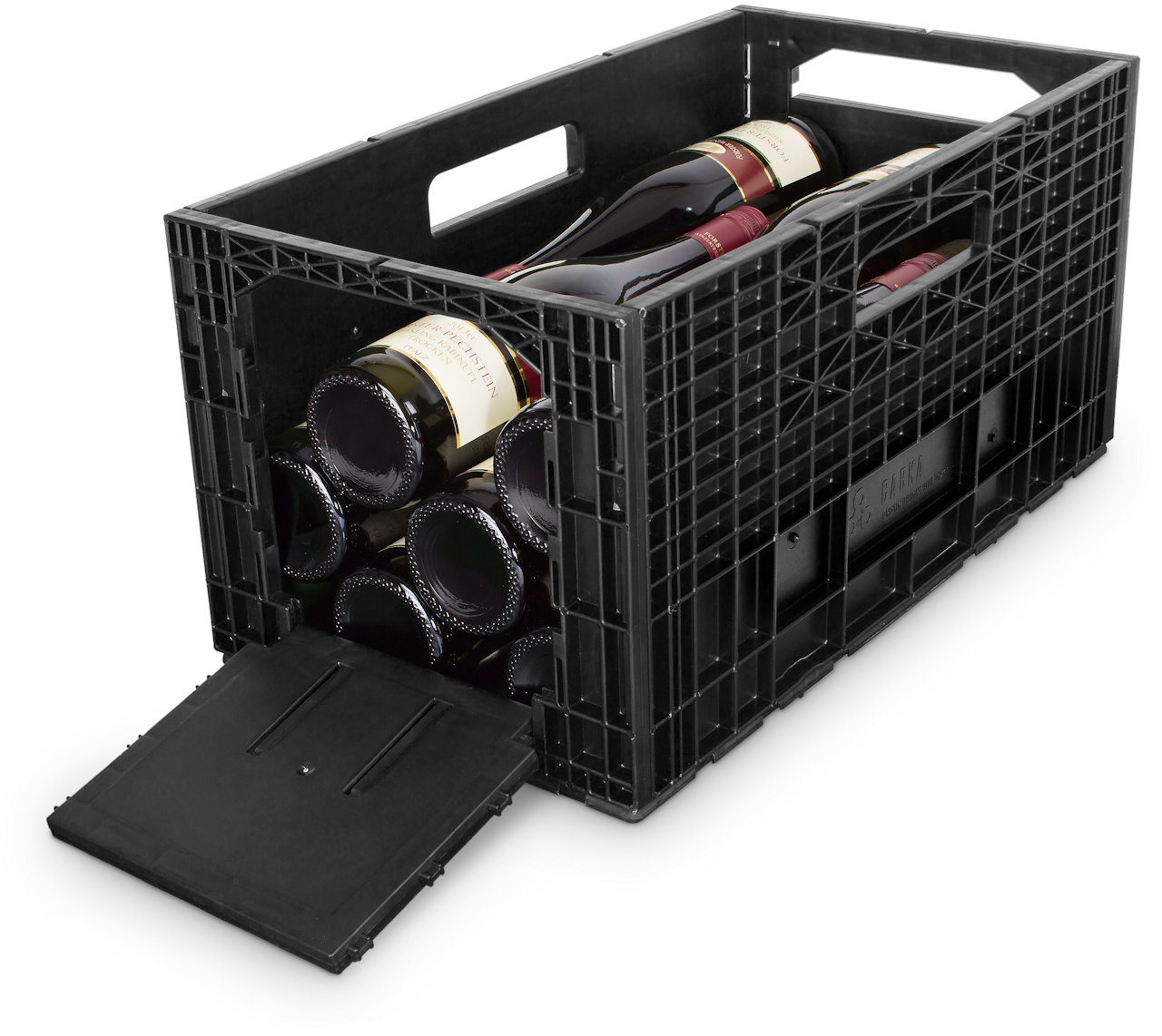 Das flexible Weinregal - Weinbox Weinkiste Weinregal Klappbox stapelbar,  schwarz (neue Version)